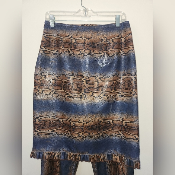 Harlow‎ vintage 3 piece faux leather animal print outfit jacket skirt pants - Picture 8 of 15